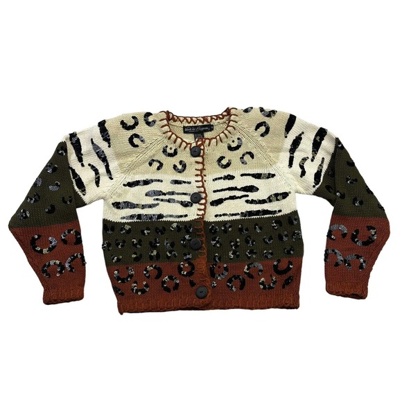 Vintage Cardigan Womens Small S Work In Progress Gladys Bagley Sequins Button Up - Picture 1 of 12